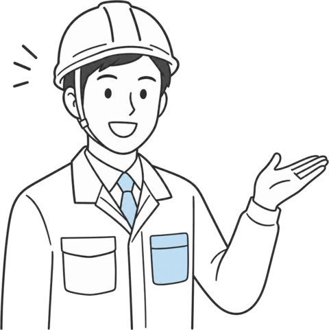 笑顔で案内する先輩社員のイラスト